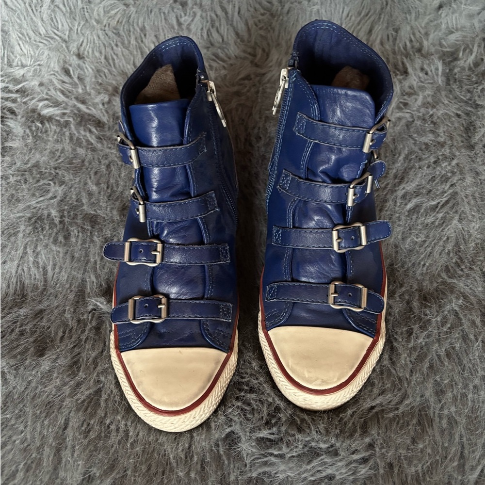 Ash Navy Buckle High-Top Sneakers